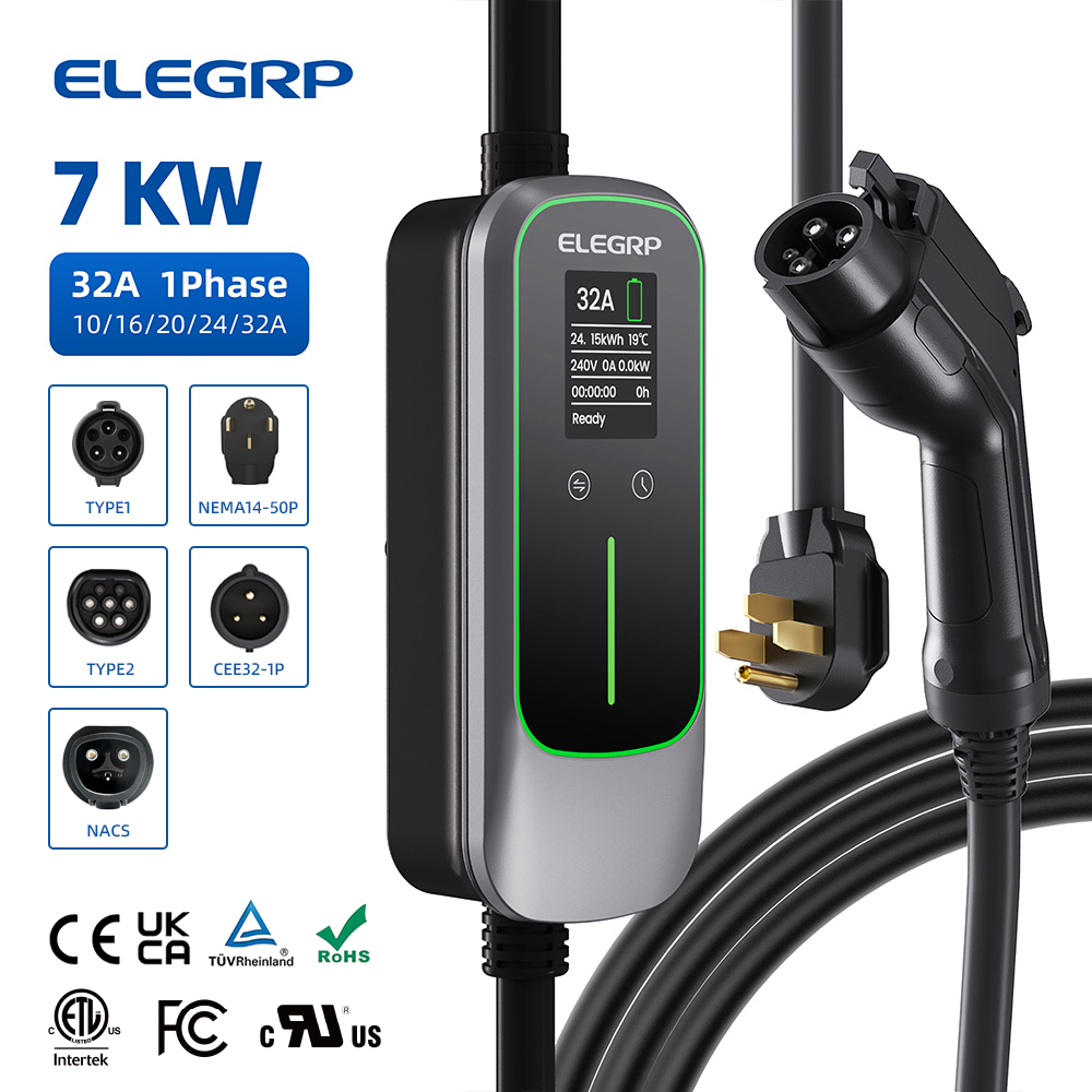 Home Ev Charger - ELEGRP 32 Amp Przenośna ładowarka do