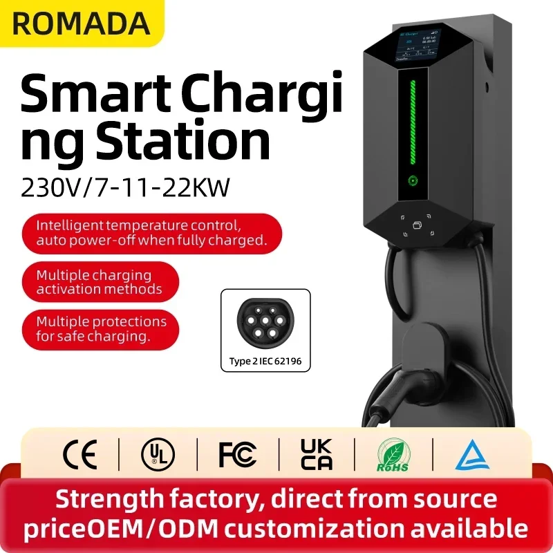 Wallbox Ev - 7KW 11KW 22KW ROMADA Inteligentna ładowarka